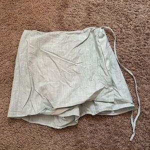 Mint Green Linen Wrap Skort
